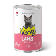 King Sos İçerisinde Et Parçacıklı Kuzu Etli Yetişkin Kedi Konservesi 400 gr