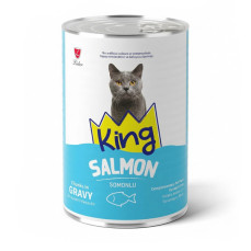 King Sos İçerisinde Et Parçacıklı Somonlu Yetişkin Kedi Konservesi 400 gr