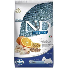 N&D Ocean - Düşük Tahıllı - Morina Balıklı ve Portakallı Küçük Irk Yetişkin Köpek Maması 7KG
