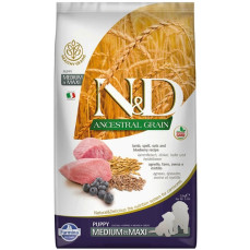 N&D Ancestral Grain - Düşük Tahıllı Kuzulu ve Yaban Mersinli Orta ve Büyük Irk Yavru Köpek Maması 2,5KG
