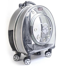 MİGNO Büyük Fileli Tekerlekli Oval Kedi Köpek Taşıma Çantası - Gri