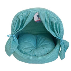 Petpretty Perdeli Kumaş Yuva Turkuaz Yatak