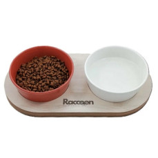 Raccoon Zeus İkili Seramik Mama Kabı 16 Cm BEYAZ KIRMIZI