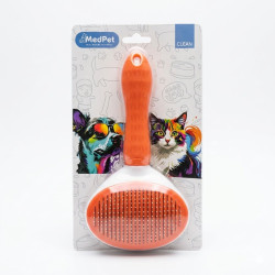 Clean Pet's Tüy Temizleme Düğmeli Oval Kedi Köpek Fırçası 10 cm (Turuncu)