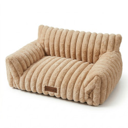 Teng Simba Kedi ve Küçük Irk Köpekler İçin Peluş Yatak Bej Small (54x14x40 cm)