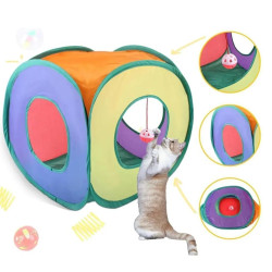 Kare Model Kedi Oyun Tüneli Gökkuşağı Renkli 40cm*40cm