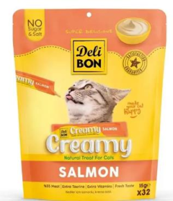 Delibon Creamy Somonlu Sıvı Kedi Ödül Maması 32x15gr