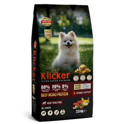 Klicker HypoAllergenic Glutensiz Tahılsız Sığır Etli Yetişkin Köpek Maması 2,5KG