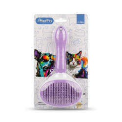 Clean Pet's Tüy Temizleme Düğmeli Oval Kedi Köpek Fırçası 10 cm (Lila)