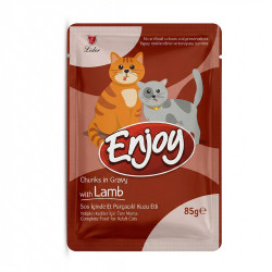 Enjoy Sos İçinde Et Parçacıklı Kuzu Etli Yetişkin Kedi Konservesi 85 gr