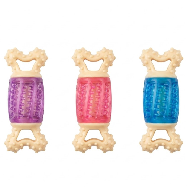 MerkoPets Sesli Termoplastik Diş Kaşıyıcılı Kemik Köpek Oyuncağı 15cm (130gr)