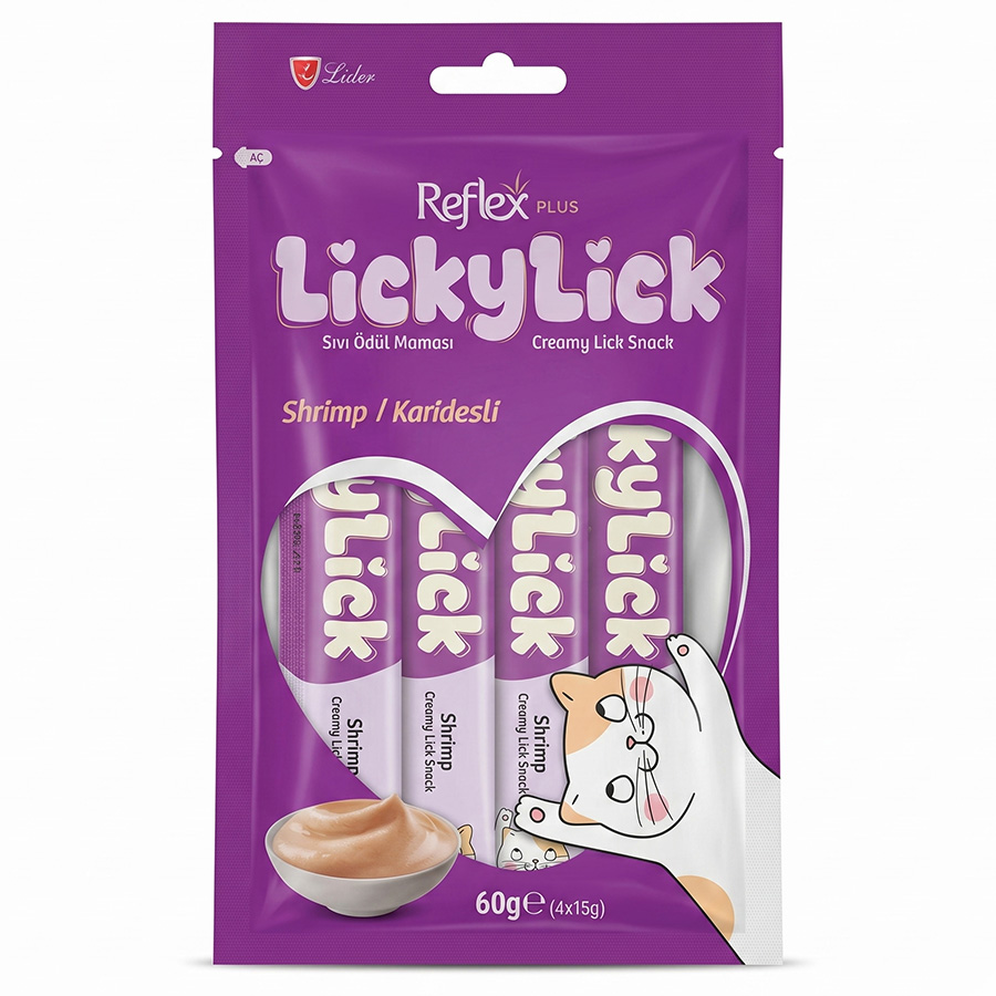 Reflex Plus LickyLick Karidesli Sıvı Kedi Ödül Maması 4x15 gr