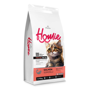 Homie Düşük Tahıllı Süper Premium Somonlu Anne ve Yavru Kedi Maması 2.75 KG