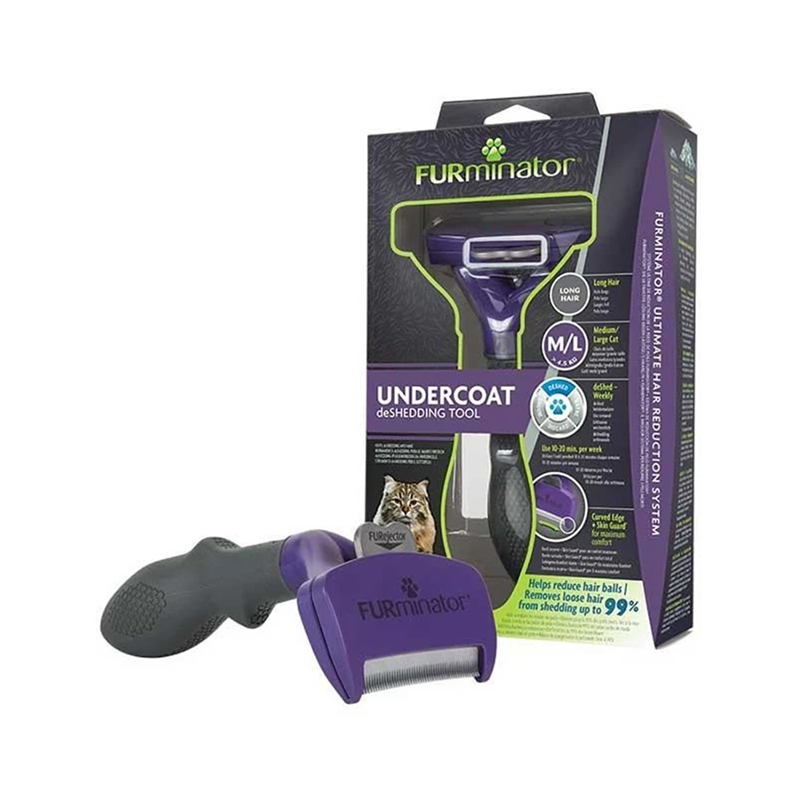 Furminator Undercoat Uzun Tüylü Kediler için Tüy Toplayıcı Kedi Tarağı [L]