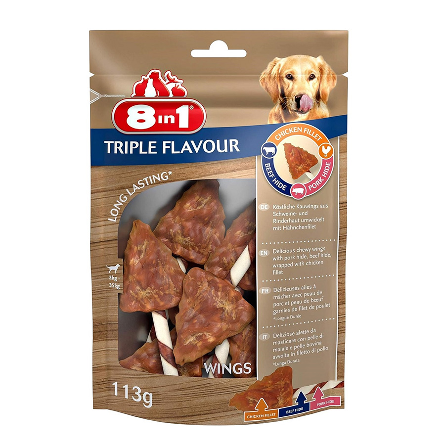 8in1 Flavours Triple Flavour Wings خوراک سگ جویدنی 113gr