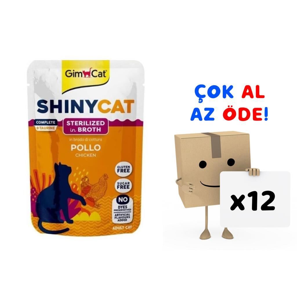 Gimcat Shinycat Pouch Sterilized Kısırlaştırılmış Tavuklu Kedi Yaş Maması 70 Gr 12'li Paket
