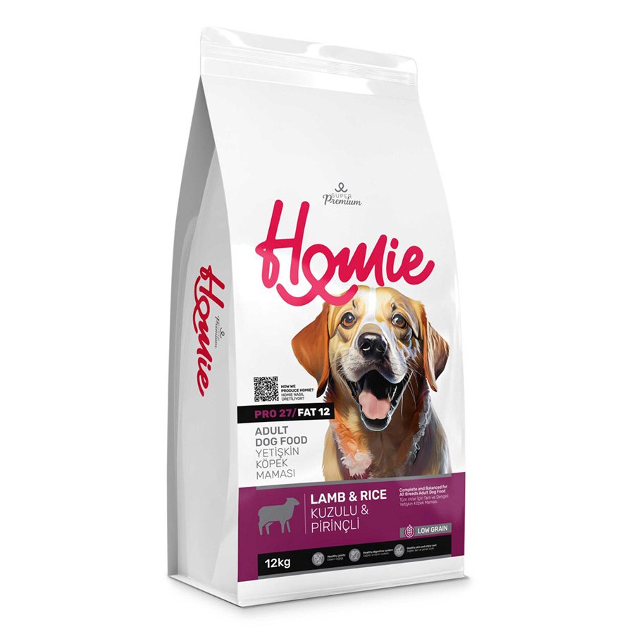 Homie Düşük Tahıllı Süper Premium Kuzulu Yetişkin Köpek Maması 12 KG