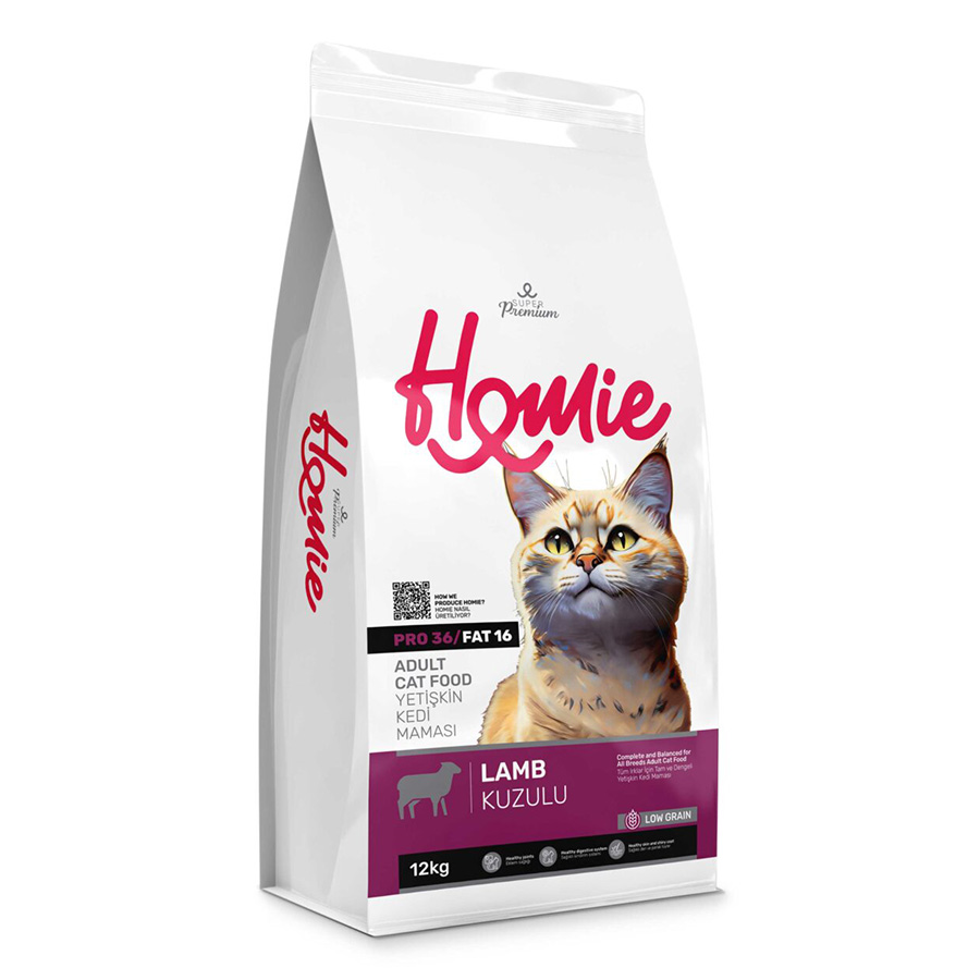 Homie Düşük Tahıllı Süper Premium Kuzulu Yetişkin Kedi Maması 12 Kg