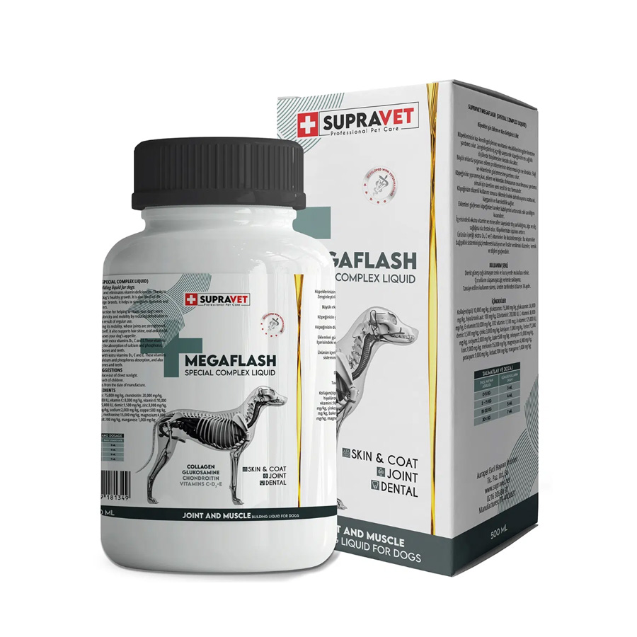 Supravet Köpekler İçin Eklem ve Kas Geliştirici Likit MEGAFLASH + XXL 500 ml (Special Complex Liquid)