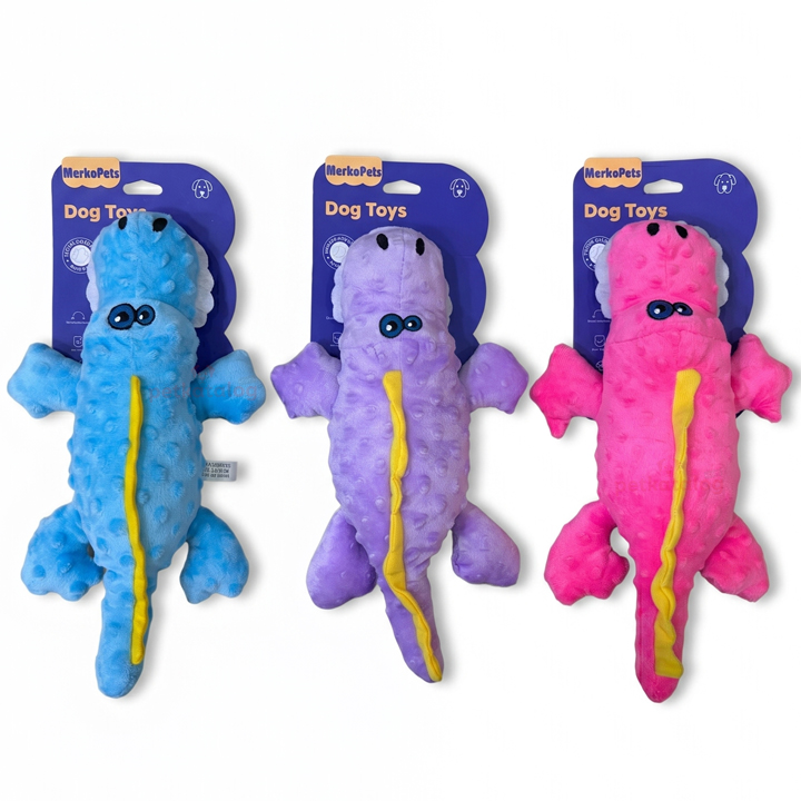 MerkoPets Sesli Peluş Timsah Köpek Oyuncağı 18x34cm (100gr)