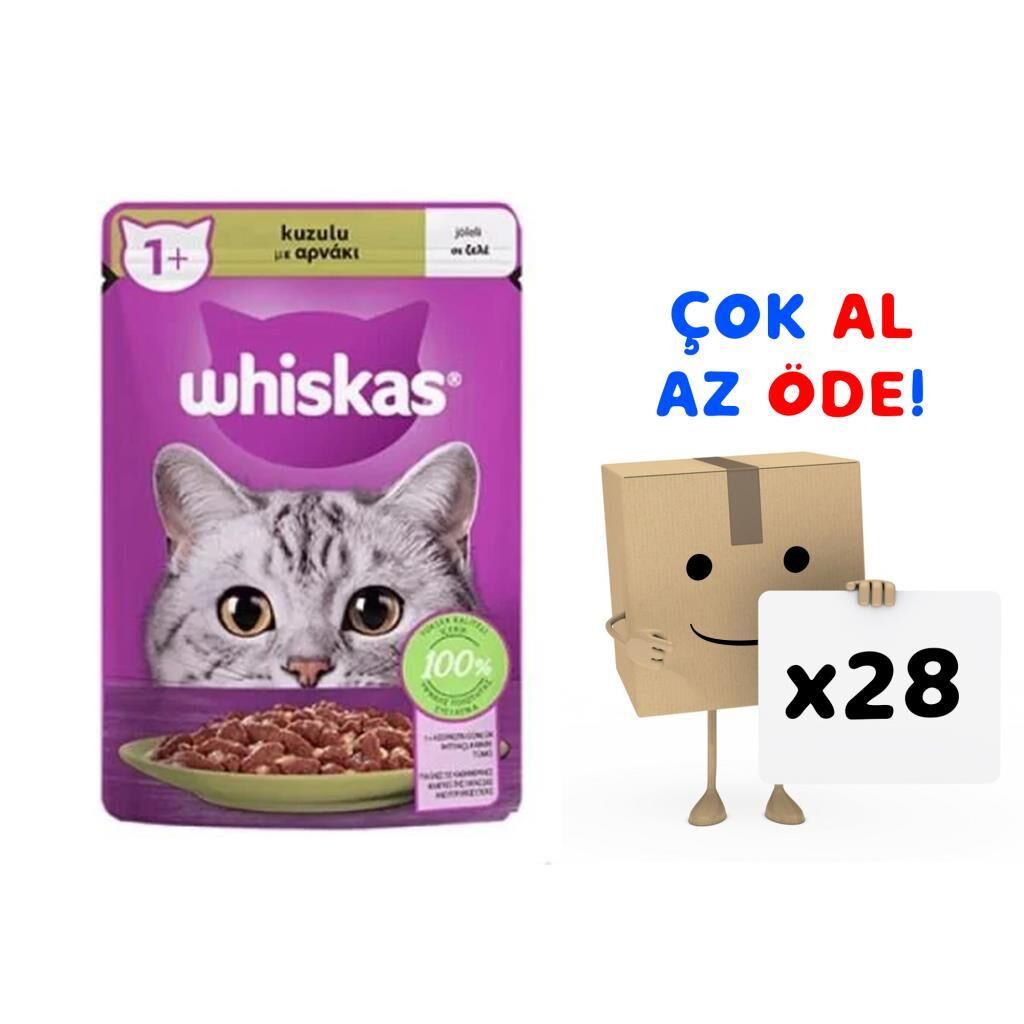 Whiskas Pouch Jöle İçinde Kuzulu Yetişkin Kedi Konservesi 85gr 28'li Paket