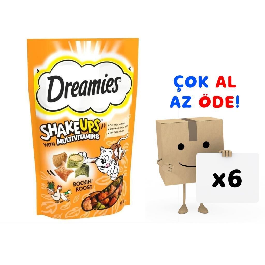 Dreamies Shakeups Multivitaminli Kedi ve Yavru Kedi Ödül Maması 55 Gr 6'lı Paket