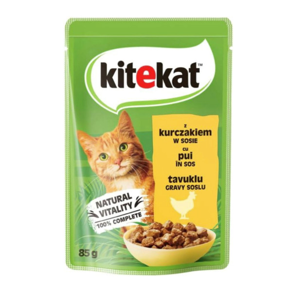 Kitekat Gravy Sos İçinde Tavuklu Yetişkin Kedi Konservesi 85gr