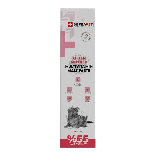 Supravet Anne ve Yavru Kediler İçin Kalsiyum ve Taurinli Multivitamin İçerikli Malt Paste 100 gr