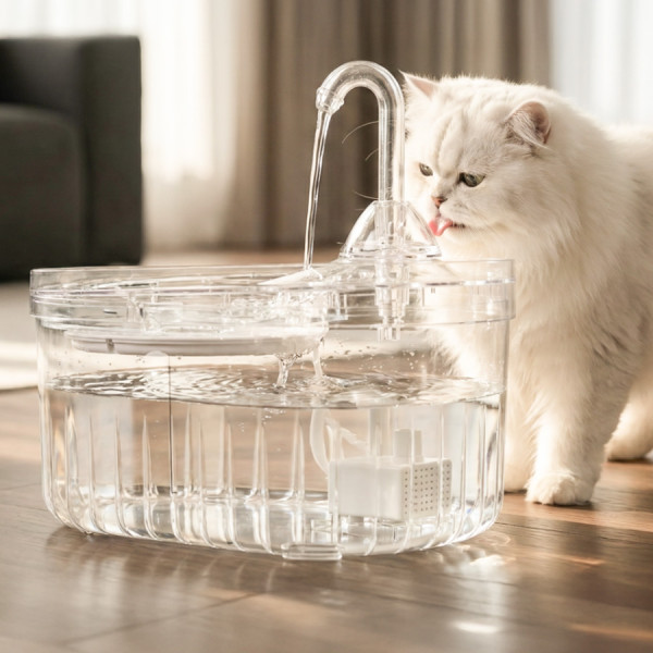 Aquata Otomatik Kedi ve Köpek Su Pınarı Işıklı Şeffaf 2.3 lt