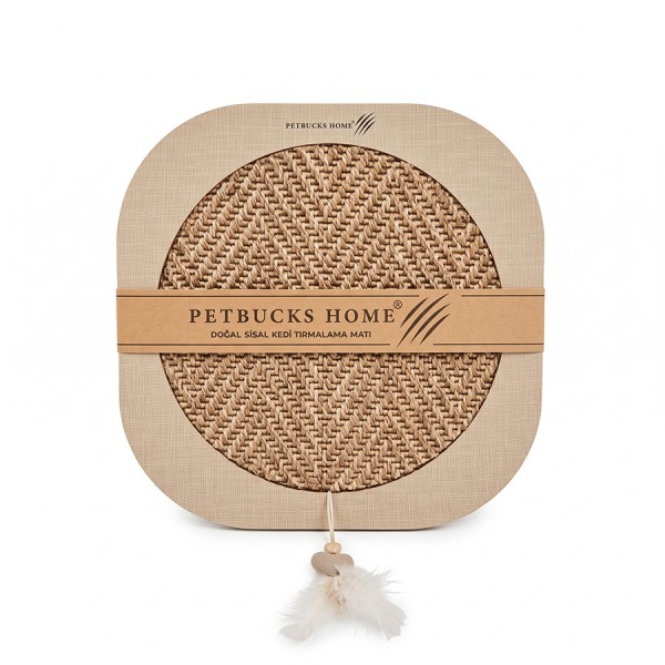 Petbucks Home Doğal Şişal Kedi Tırmalama Matı Kare (Karışık Desenler)