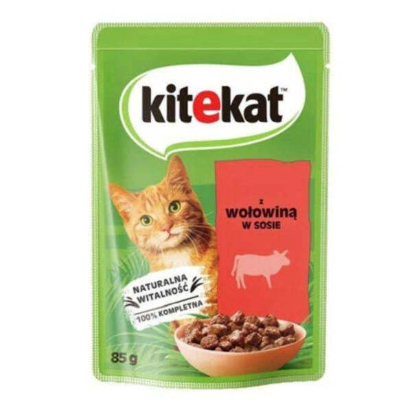 Kitekat Gravy Sos İçinde Sığır Etli Yetişkin Kedi Konservesi 85gr