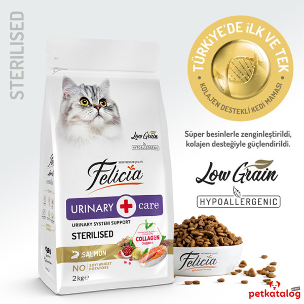 Felicia HypoAllergenic Kolajenli Somonlu Az Tahıllı Kısırlaştırılmış Kedi Maması 2KG