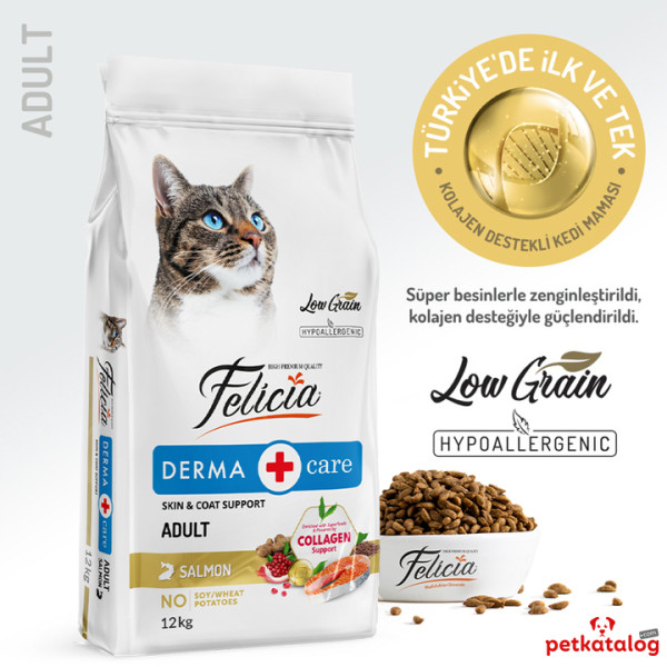 Felicia HypoAllergenic Kolajenli Somonlu Az Tahıllı Yetişkin Kedi Maması 12KG
