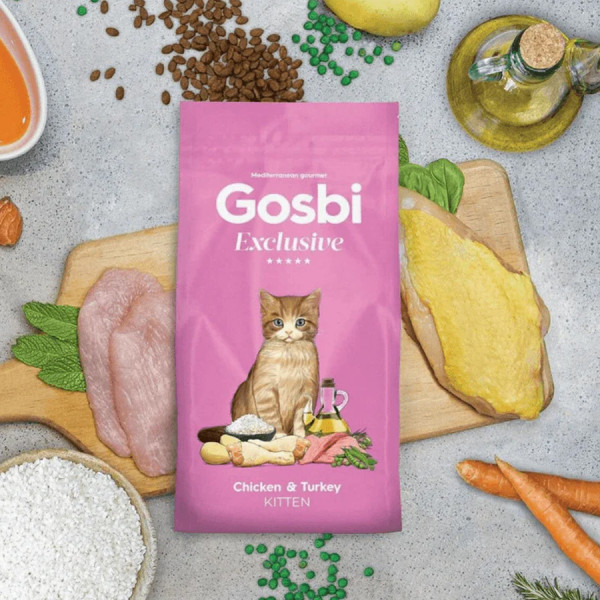 Gosbi Exclusive Düşük Tahıllı Tavuklu & Hindili Yavru Kedi Maması 1.5KG