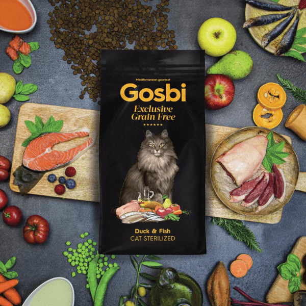 Gosbi Exclusive Tahılsız Ördekli & Balıklı Kısırlaştırılmış Kedi Maması 2KG