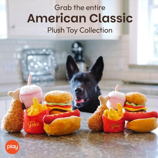 Play Pet Amerikan Klasik - Hamburger (Mini) Peluş Köpek Oyuncağı