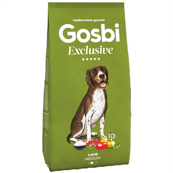 Gosbi Exclusive Düşük Tahıllı Kuzulu Orta Irk Yetişkin Köpek Maması 12KG