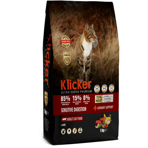 Klicker Sensitive Digestion Glutensiz Tahılsız Kuzulu Yetişkin Kedi Maması 1KG