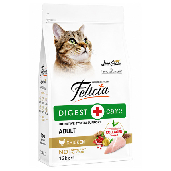 Felicia HypoAllergenic Kolajenli Tavuklu Az Tahıllı Yetişkin Kedi Maması 12KG