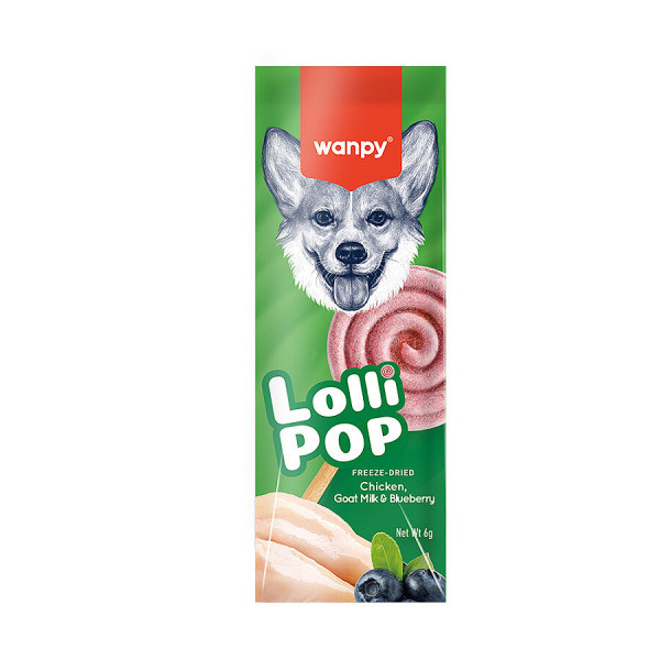 Wanpy LolliPop Dondurularak Kurutulmuş Yaban Mersinli Lolipop Köpek Ödülü 6 gr (10'lu)