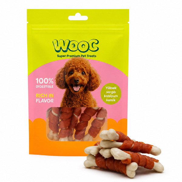Wooc Kuzu Eti Sargılı Kalsiyumlu Kemik Köpek Ödül Maması 75 gr