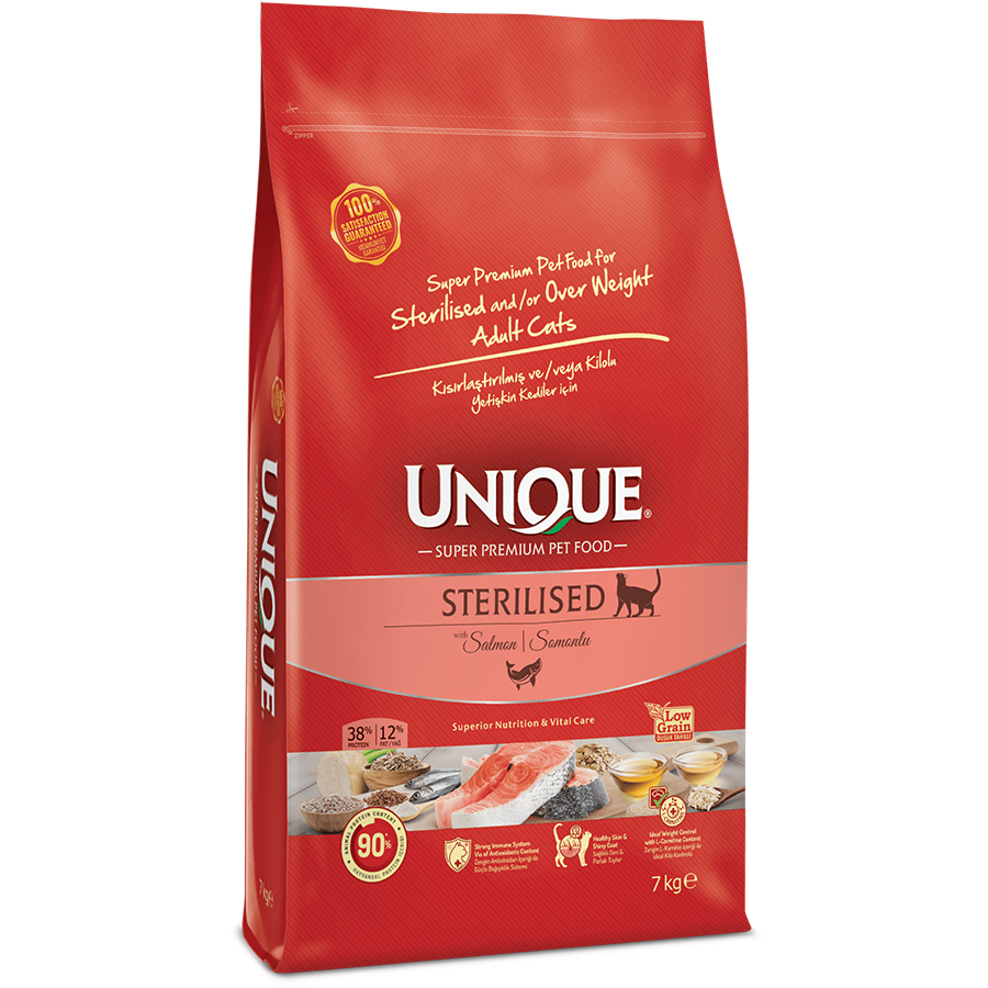 Unique Düşük Tahıllı Sterilised Kısırlaştırılmış Kedi Maması Somonlu 1,5 kg
