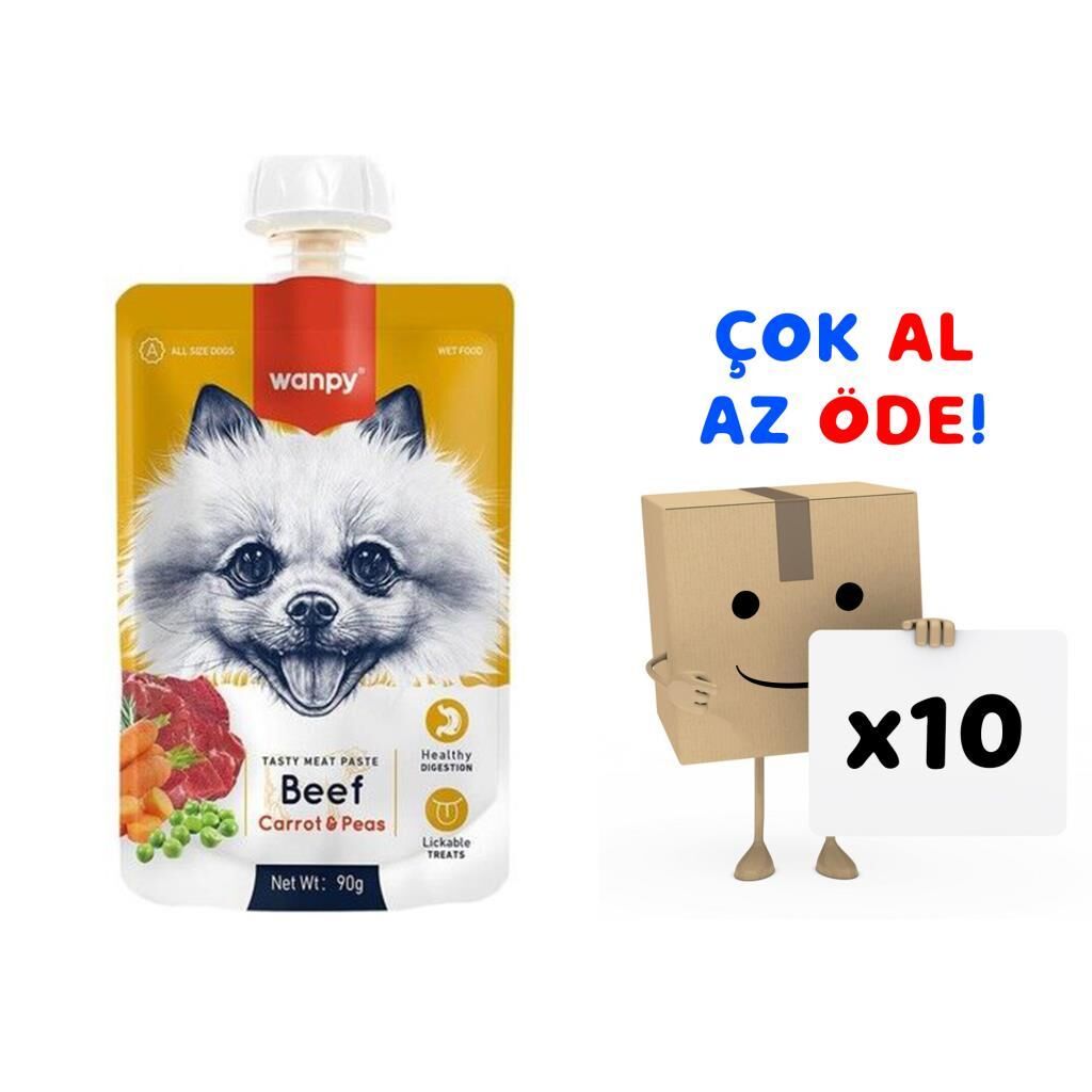 Wanpy Taze Sığır Etli&Havuçlu Köpek Et Ezmesi 90 gr 10'lu Paket