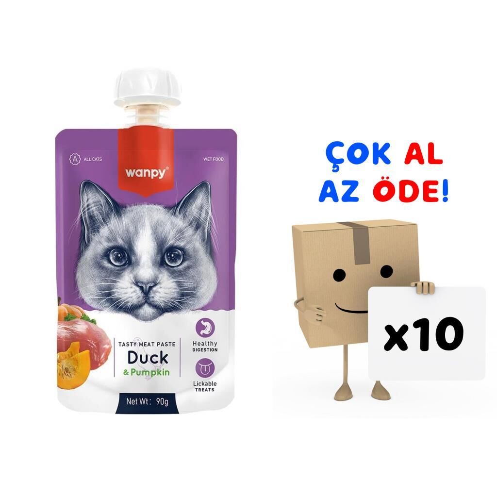 Wanpy Taze Ördekli&Bal Kabaklı Kedi Et Ezmesi 90 gr 10'lu Paket