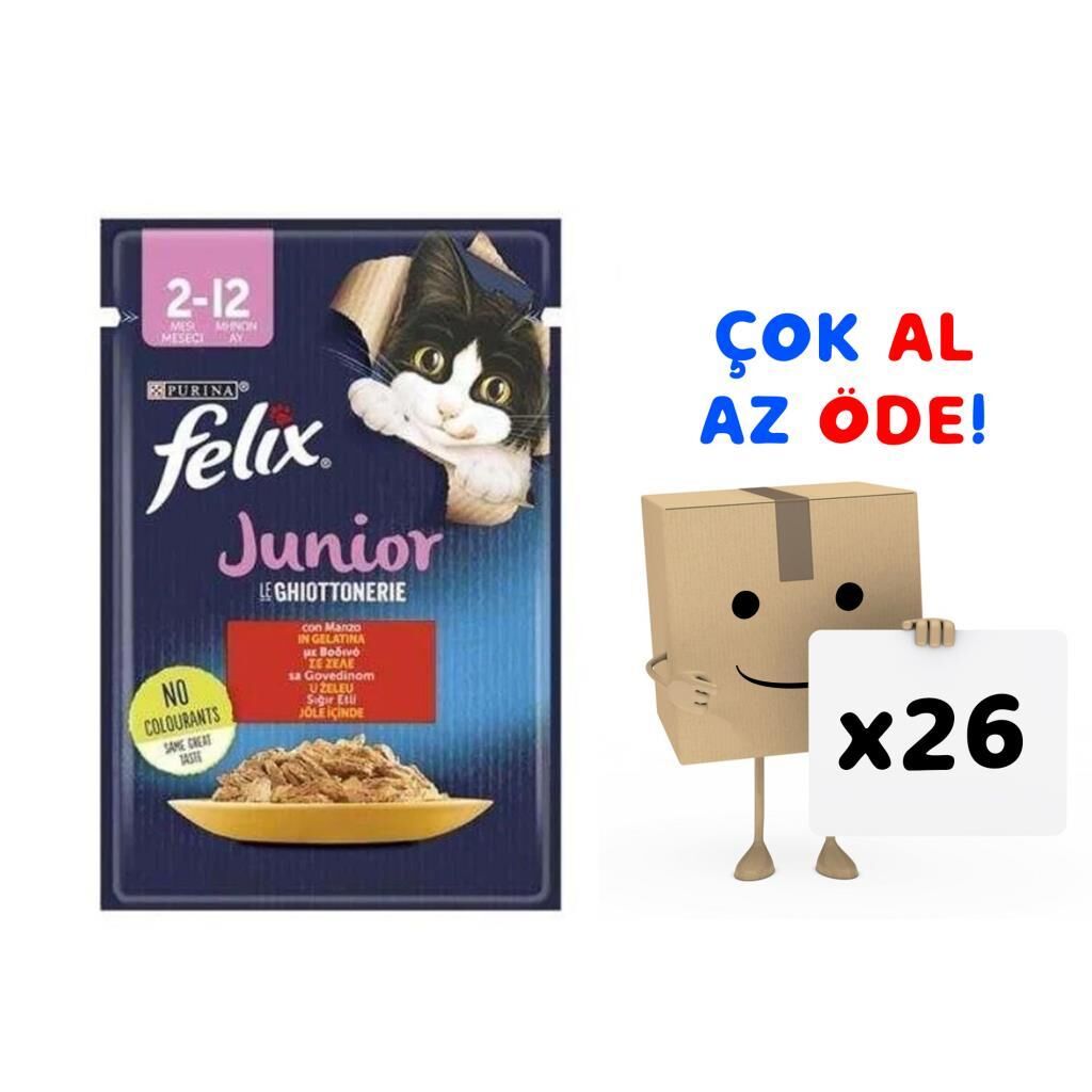 Felix Sığır Etli Yavru Kedi Yaş Maması 85 Gr 26'lı Paket