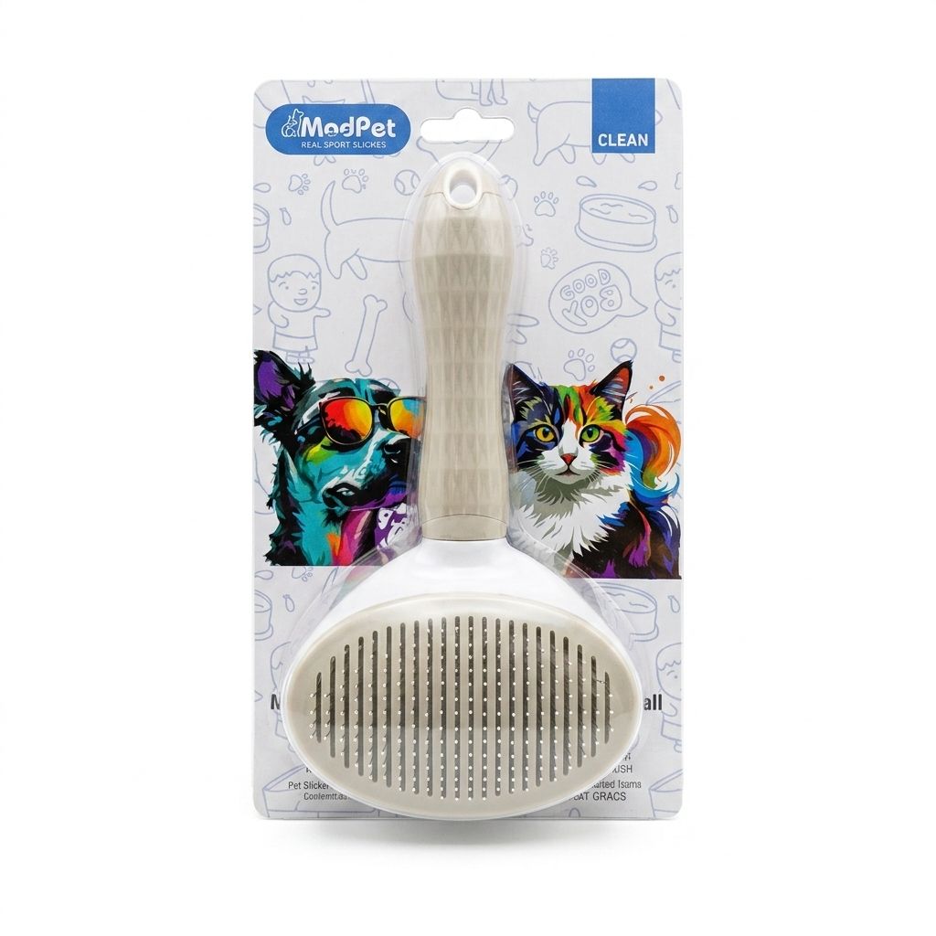 Clean Pet's Tüy Temizleme Düğmeli Oval Kedi Köpek Fırçası 10 cm (Bej)