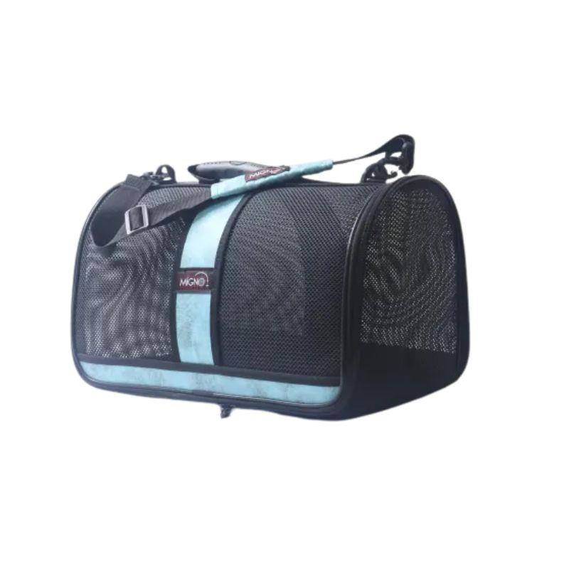 Migno Flybag Safir Fileli Gri-Pembe Kedi ve Köpek Taşıma Çantası