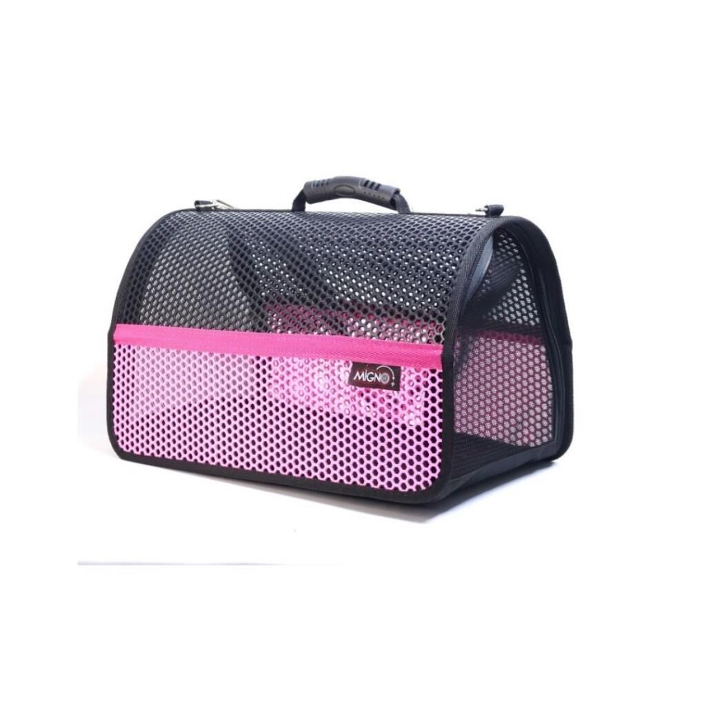 MİGNO FLYBAG Voyager Fileli Kedi Köpek Taşıma Çantası - Pembe-Siyah