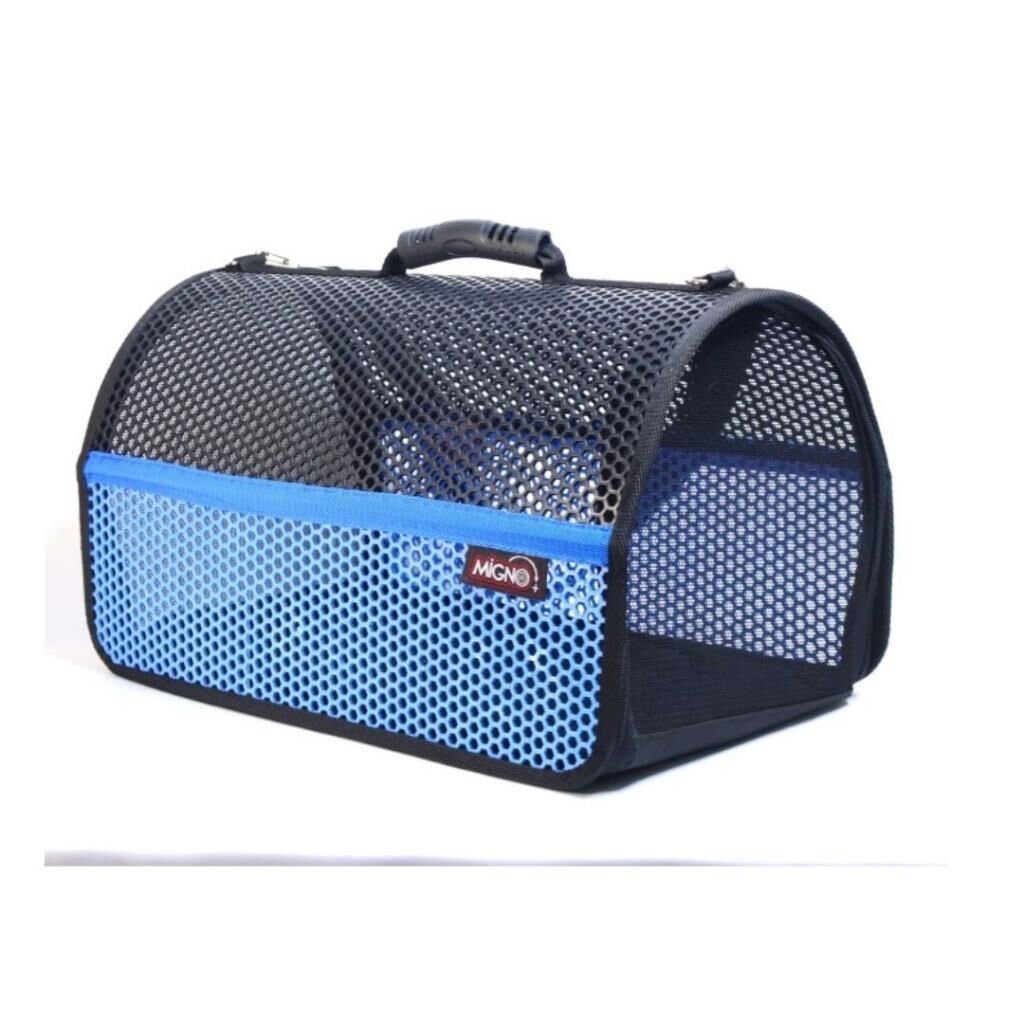 MİGNO FLYBAG Voyager Fileli Kedi Köpek Taşıma Çantası - Mavi-Siyah