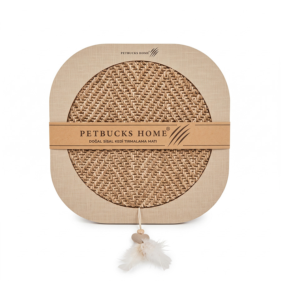 Petbucks Home Doğal Şişal Kedi Tırmalama Matı Kare (Karışık Desenler)